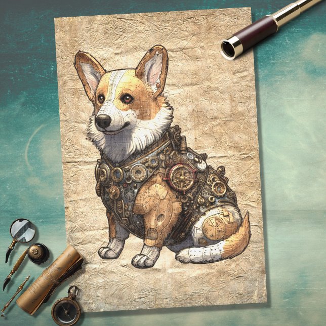 Papier Mousseline Corgi Steampunk 3 Découpage papier (Créateur téléchargé)