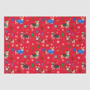 Papier Mousseline Corgis de Noël mignons en Casquette et pulls