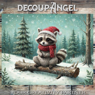 Papier Mousseline Cosy Raccoon à Noël Cheer - Découpage -