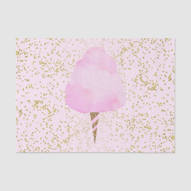 Papier Mousseline Coton rose Bonbons & Gold Confetti fête d'annivers (Recto)
