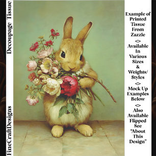 Papier Mousseline Cottagecore Lapin & Fleurs de Jardin FB7L Découpag
