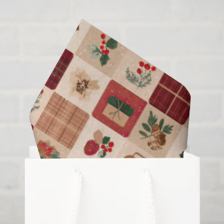 Papier Mousseline Cottagecore Noël Plaid Cadeaux et Botaniques