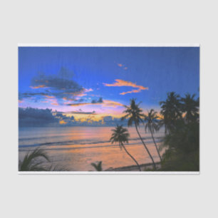 Papier Mousseline Coucher de soleil exotique sur l'île tropicale de