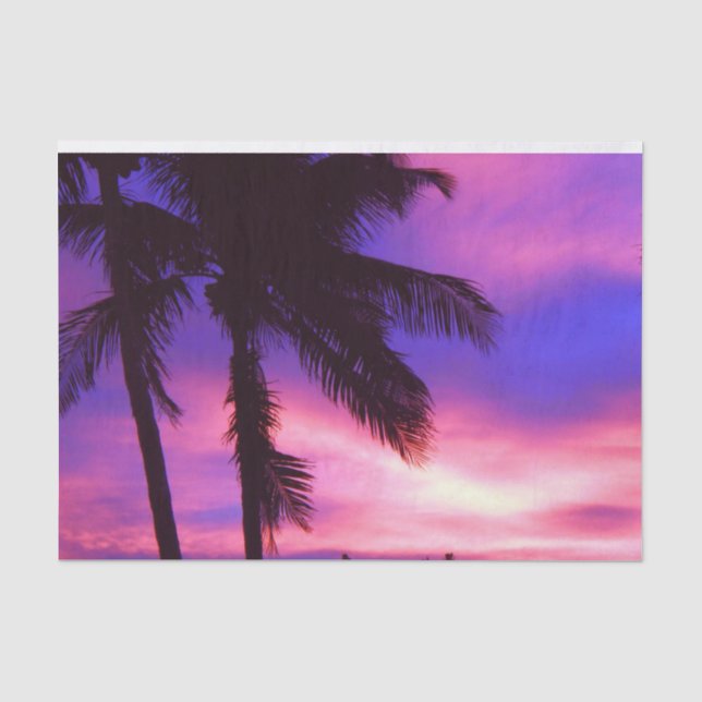 Papier Mousseline Coucher de soleil rose et violet de palme (Recto)