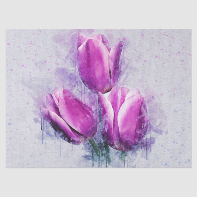 Papier Mousseline Couleur d'aquarelle de tulipe rose (Recto)