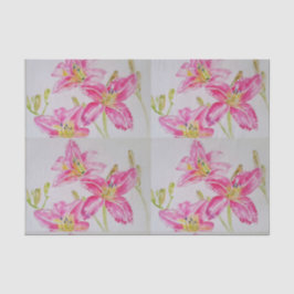 Papier Mousseline Couleur d'eau à fleurs douces rose