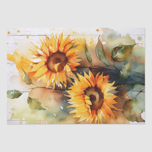 Papier Mousseline Couleur d'eau de découpage de fleurs de tournesol (Recto)