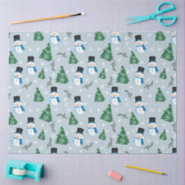 Papier Mousseline Couleur d'eau douce Motif neige d'hiver