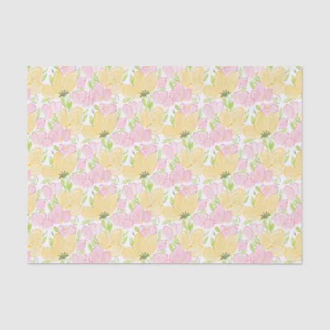 Papier Mousseline Couleur d'eau rose jaune de découpage (Recto)