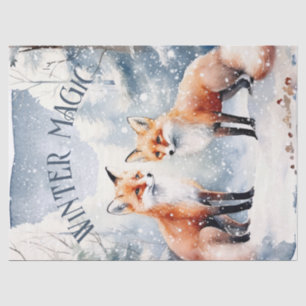 Papier Mousseline Couleur d'hiver Fox Magie hivernale