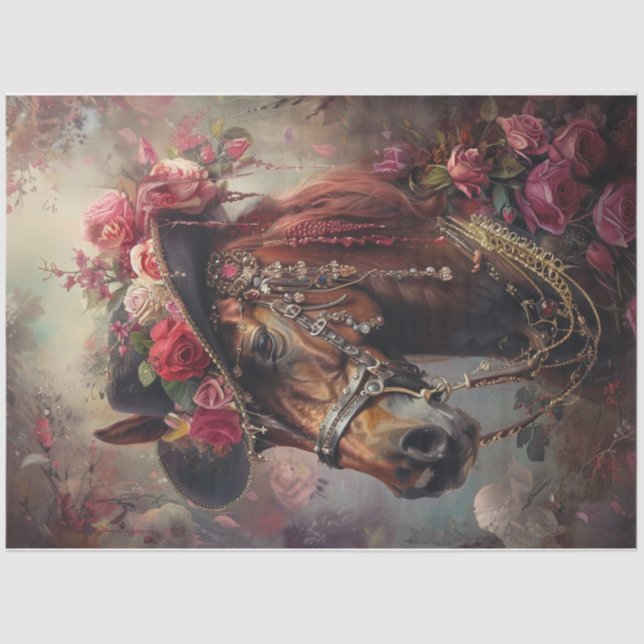 Papier Mousseline Couleur splash cheval 2 (Recto)