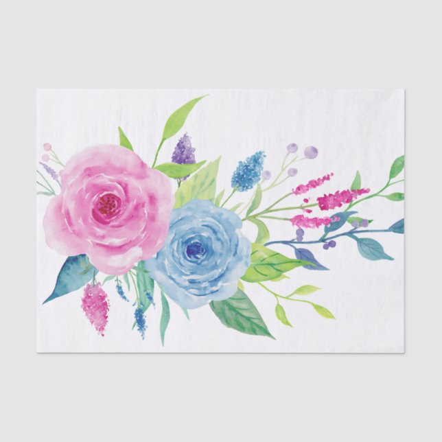 Papier Mousseline Couleur ultra violet Combo Aquarelle Florale (Recto)