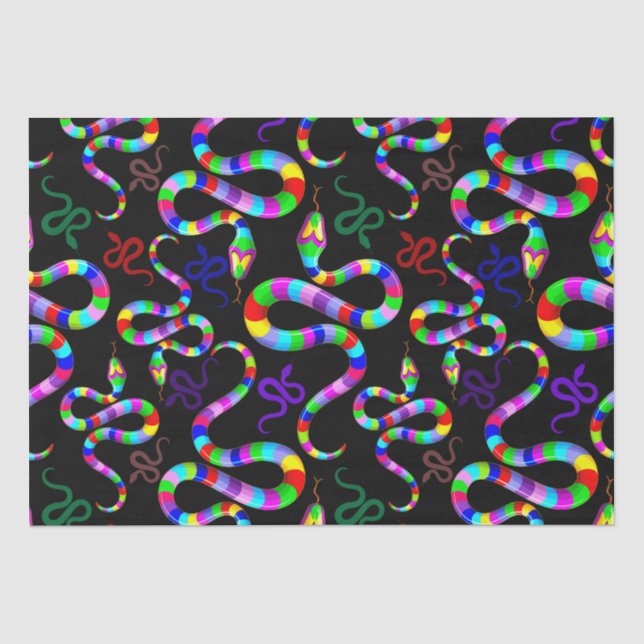 Papier Mousseline Couleurs arc-en-ciel psychédéliques serpent (Recto)