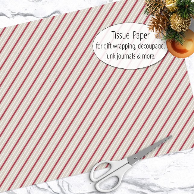 Papier Mousseline Couleurs de Noël traditionnelles Motif rayé (Créateur téléchargé)