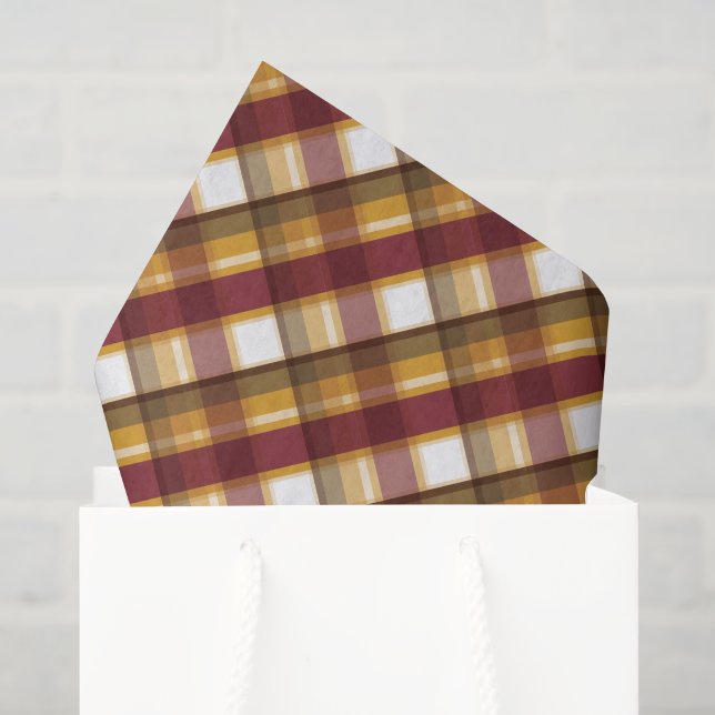 Papier Mousseline Couleurs Du Motif Plaid D'Automne (Sac cadeau)