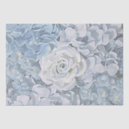 Papier Mousseline Country Blue Rose et Hydragea Floral Imprimer