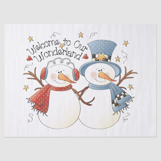 Papier Mousseline Country Christmas snowman Fête des tissus de vacan (Recto)