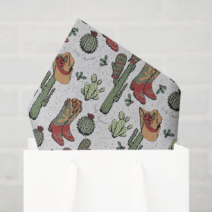 Papier Mousseline Country Green Cowboy Howdy Noël