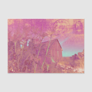 Papier Mousseline Country Rustique Grange rose Yellow Ephemera Scrip