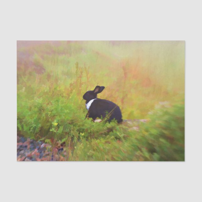 Papier Mousseline Coup de lapin Lapin Art Bois Vert Blanc Noir (Recto)