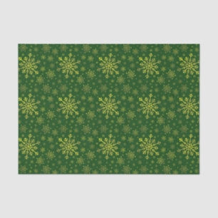 Papier Mousseline Coupe de neige de Noël Jaune sur Vert