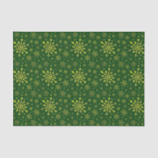 Papier Mousseline Coupe de neige de Noël Jaune sur Vert