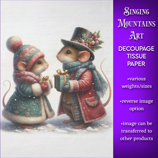 Papier Mousseline Couple de la souris victorienne cadeaux de Noël Dé (Créateur téléchargé)