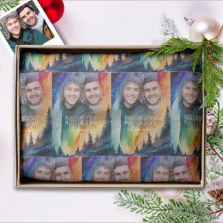 Papier Mousseline Couple gay Notre première photo de Noël