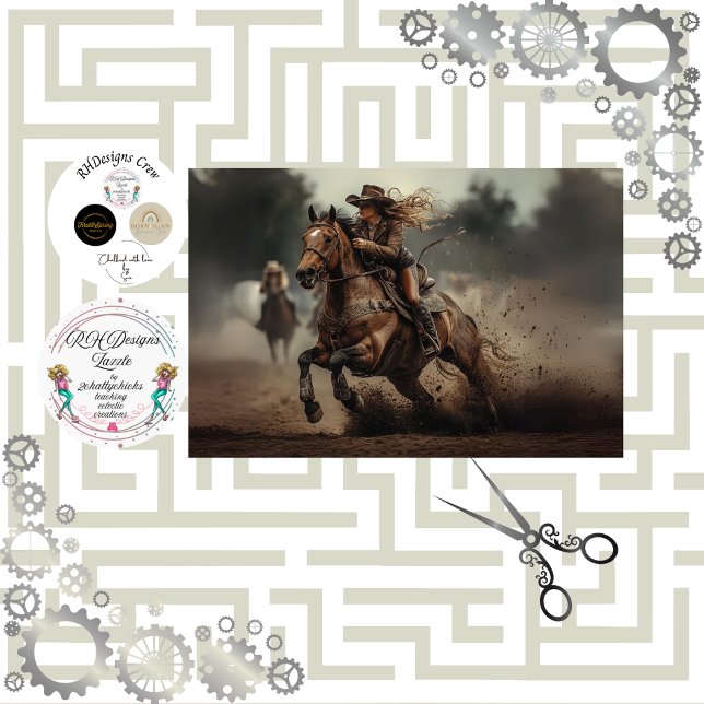 Papier Mousseline Coureur de rodéo de fille de découpage (Créateur téléchargé)