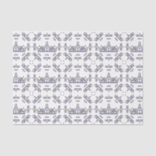 Papier Mousseline Couronne argentée de diamants du coeur