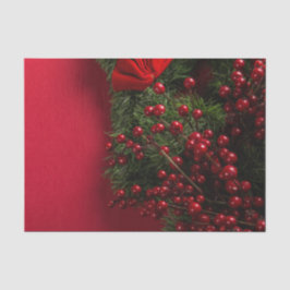 Papier Mousseline couronne de noël avec baies rouges