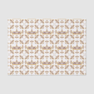 Papier Mousseline couronne d'or diamants du coeur