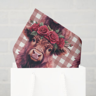 Papier Mousseline Couronne florale de rose rouge de vache des Highla