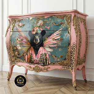 Papier Mousseline Couronne florale rustique vintage Reine Ours décou