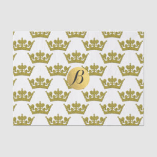 Papier Mousseline Couronnes de monogramme royal pailletées or élégan
