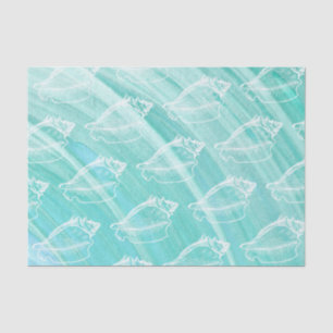 Papier Mousseline Course bleue et conque blanche Shell de peinture