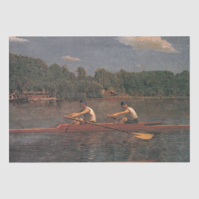 Papier Mousseline Course en bateau d'aviron sur la rivière (Recto)