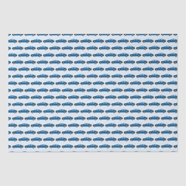 Papier Mousseline Course Voitures Course Retro Bleu Anniversaire Enf (Recto)