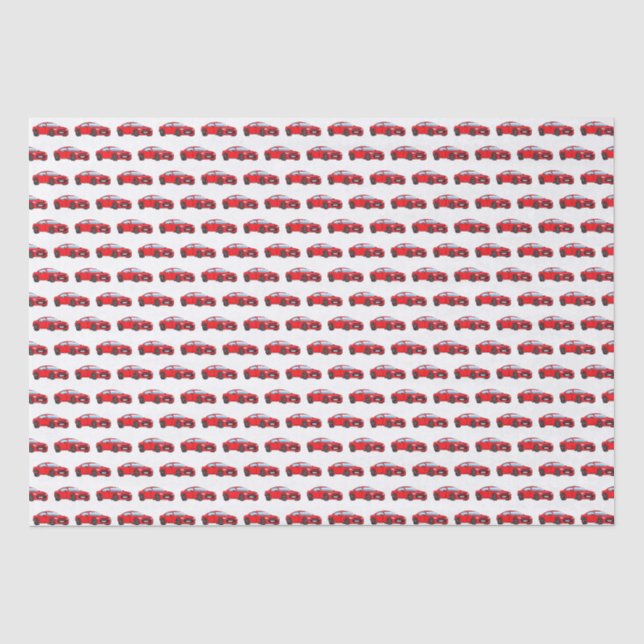Papier Mousseline Course Voitures Course Retro Rouge Anniversaire En (Recto)