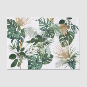 Papier Mousseline Coussin de jet Feuilles Tropicales Aquarelle Verte