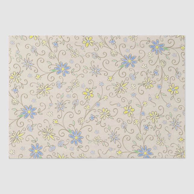 Papier Mousseline Cowboy Baby shower Pays Western Blue Boy (Recto)