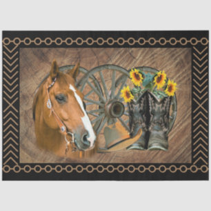 Papier Mousseline Cowboy de Western Horse Cowboy Cowboy Hat Wagon Wh