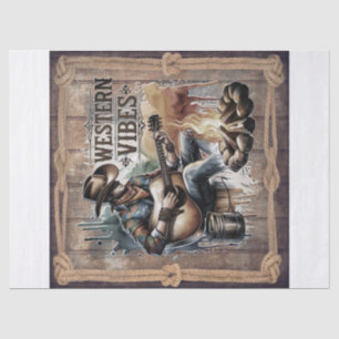 Papier Mousseline Cowboy Free Spirit Retro Western Decoupage