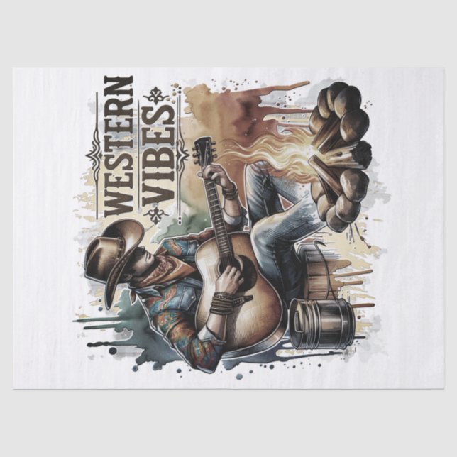 Papier Mousseline Cowboy Free Spirit Retro Western Decoupage (Recto)
