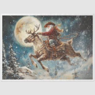 Papier Mousseline Cowboy Père Noël Midnight Ride