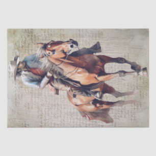 Papier Mousseline Cowboy Western Floral Aquarelle Découpage