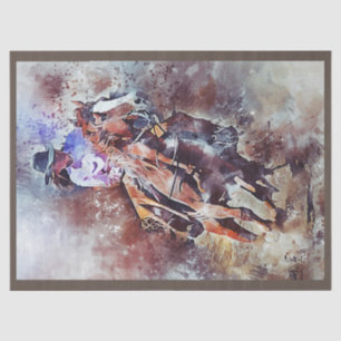Papier Mousseline Cowgirl Western Barrel Racing