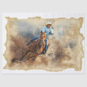 Papier Mousseline Cowgirl Western Barrel Racing