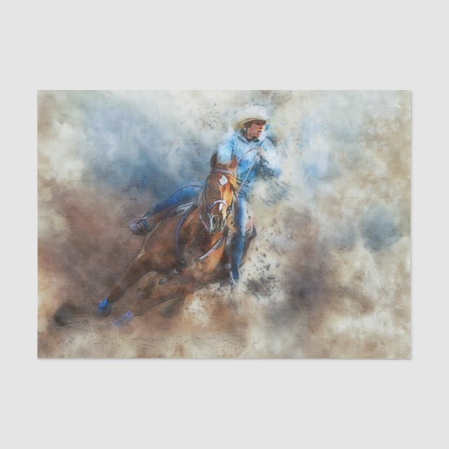 Papier Mousseline Cowgirl Western Barrel Racing (Recto)