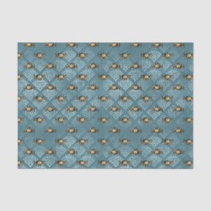 Papier Mousseline Crabe damassé bleu